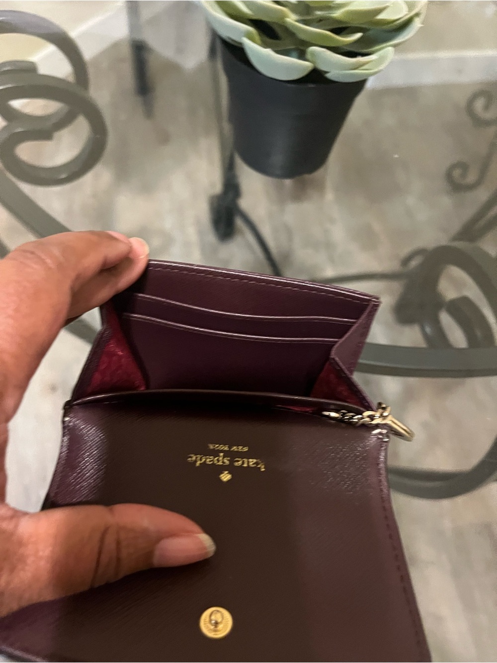 kate spade Plum Saffiano Leather Small Wallet with Gold Hardware - Picture 9 of 15